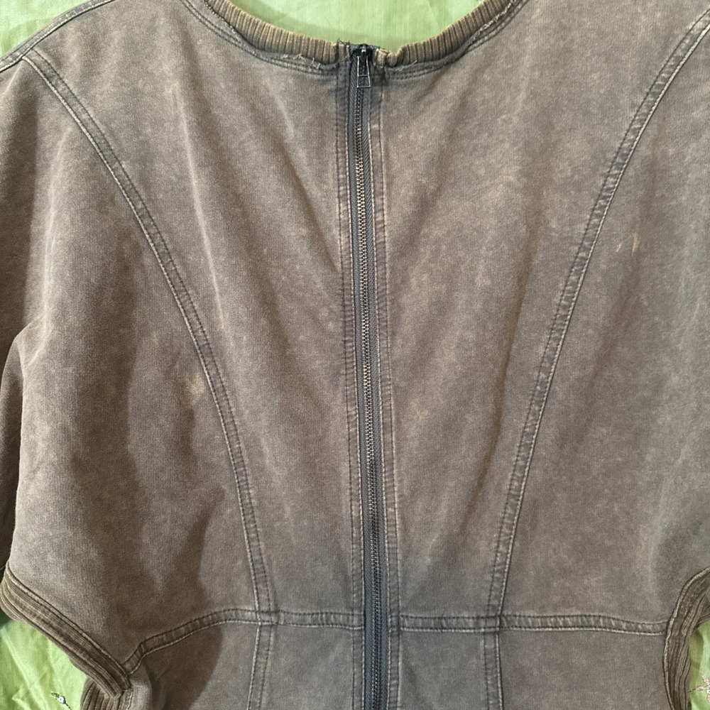 BiBi Jumpsuit Wide Leg Bohemian 100% Cotton Short Sleeve Olive Green Size Small - Picture 8 of 13